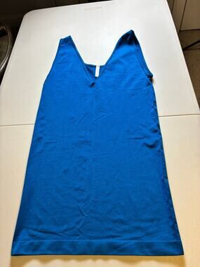 Skinny Tees Blue Seamless V Neck Tank Top One Size Stretch Layering Cami